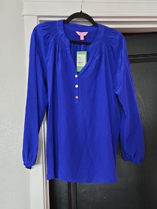 Lilly Pulitzer Tops - NWT Lilly Pulitzer Silk Elsa Blouse In Twilight Blue Size Medium